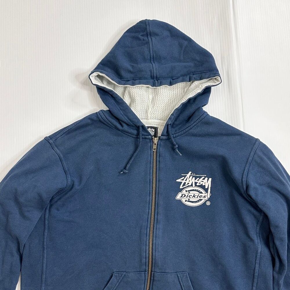Stussy x Dickies Navy Full Zip Hoodie Men’s Large Workwear Streetwear Skater Y2K - Picture 5 of 14